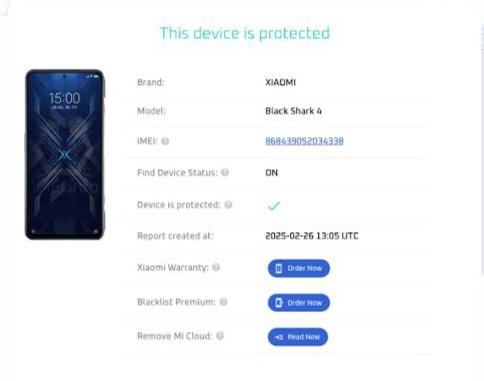 Xiaomi Lock Check - Country, Region - Clean, Lost Status - Full INFO Via Lock Code INSTANT