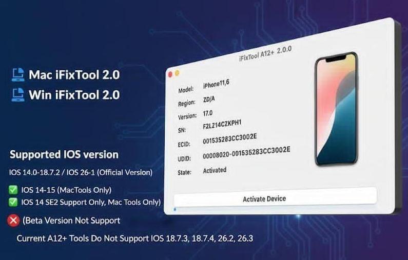 i Fix Tool A12+ Bypass No Signal Win/Mac
